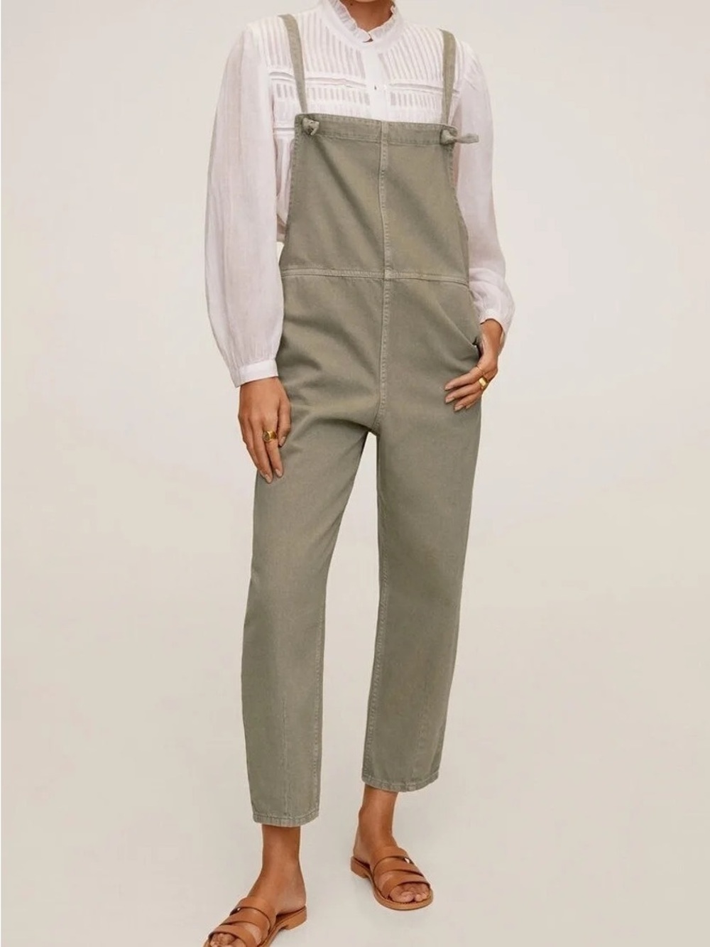 Mango Khaki Dungarees - Size XS